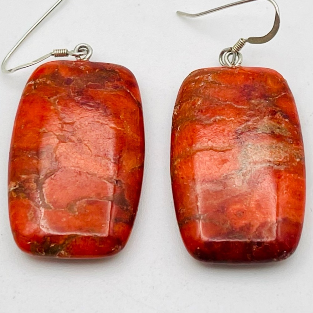 Handcrafted Red Jasper Rectangular Stone Pierced … - image 5